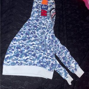 Bape Blue Camo Shark Hoodie